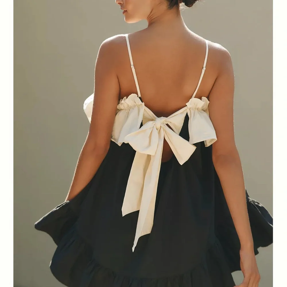 Anthropologie Black and White Ruffle Dress - Picture 2 of 6